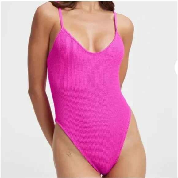 NWT Good American Always Fits one-piece swimsuit in Hawian pink size 1/2 - Picture 3 of 8